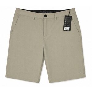 7 Diamonds Men Size 32 Khaki Momentum Performance Shorts Stretch Water Resistant